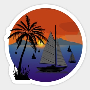 Sailboats and Sunset Sticker